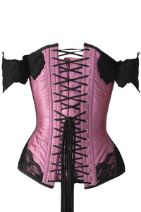 Corset Story ND-115 Dusty Pink Longline Corset Top with Lace Cap Sleeve