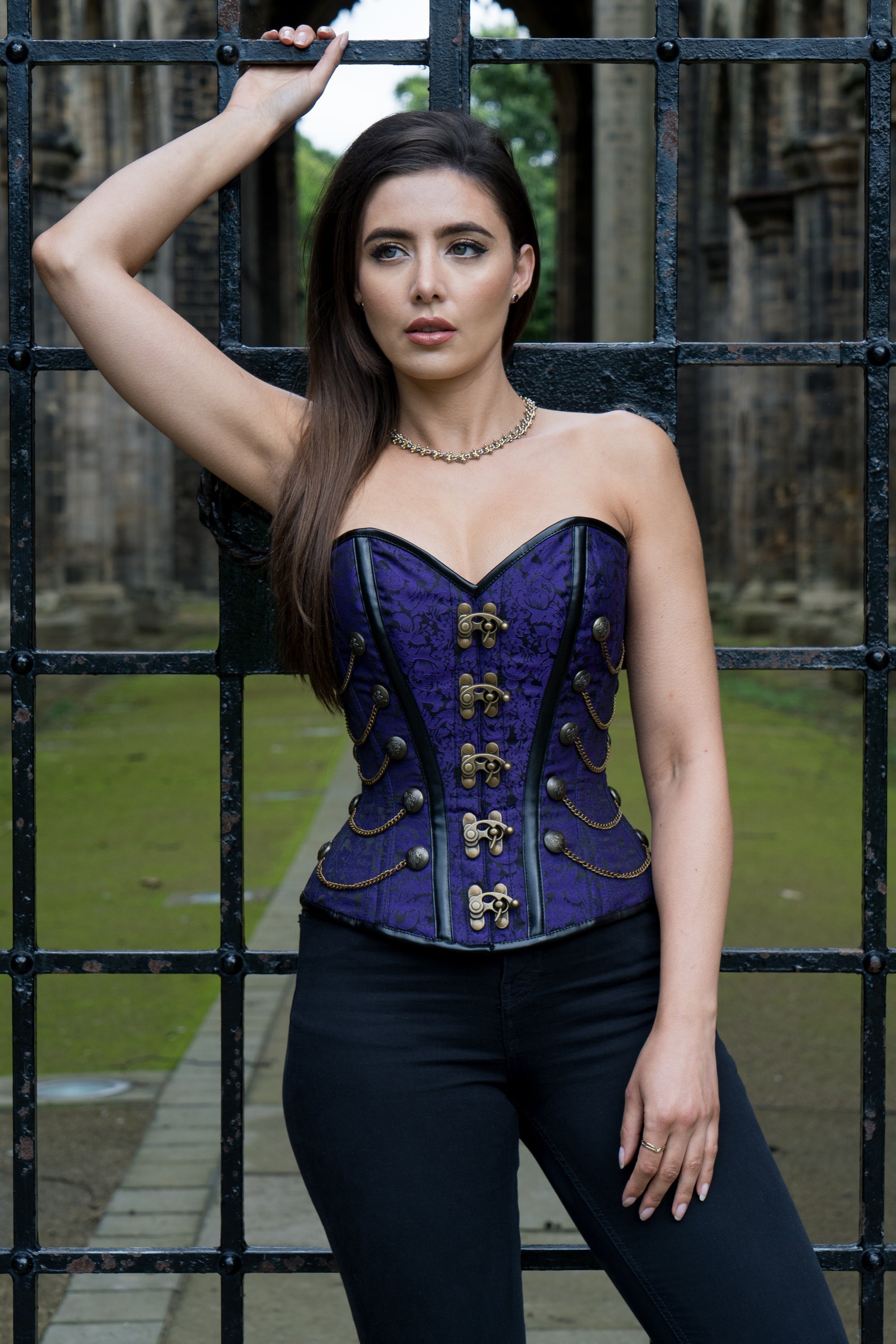 Purple Steampunk Longline Underbust Corset deals