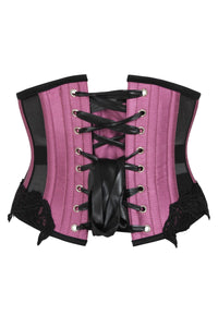 Pink Underbust Corset with Black Mesh Panels (UK)