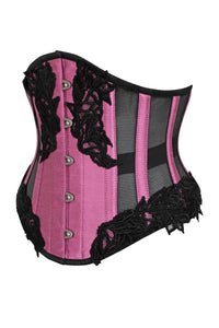 Pink Underbust Corset with Black Mesh Panels (UK)