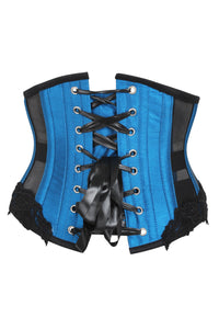 Blue Underbust Corset with Black Mesh Panels (UK)
