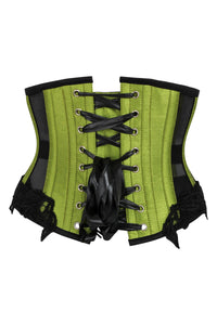 Green Underbust Corset with Black Mesh Panels (UK)