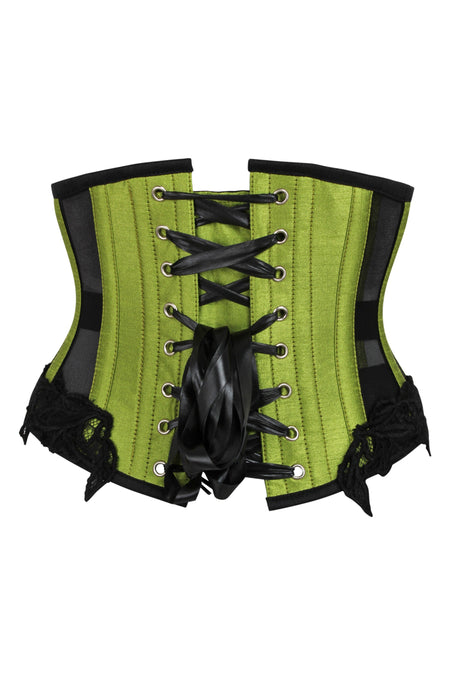 Green Underbust Corset with Black Mesh Panels (UK)