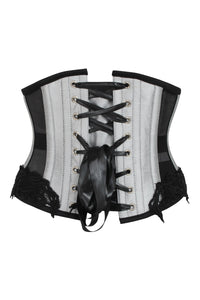 Silver Underbust Corset with Black Mesh Panels (UK)