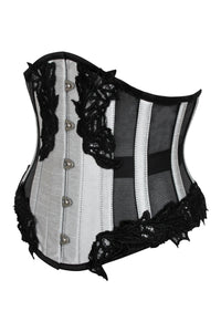Silver Underbust Corset with Black Mesh Panels (UK)