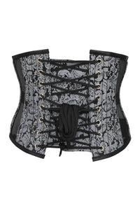 Silver Brocade Underbust Corset with Mesh Panels (UK)