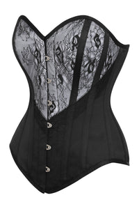 Silver and Black Overbust Lingerie Corset (UK)