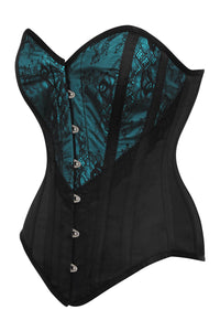 Turquiose and Black Overbust Lingerie Corset (UK)