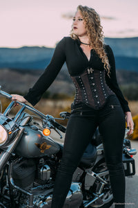 Amber Women's Genuine Leather Steel Boned Corset Top in Elegant
