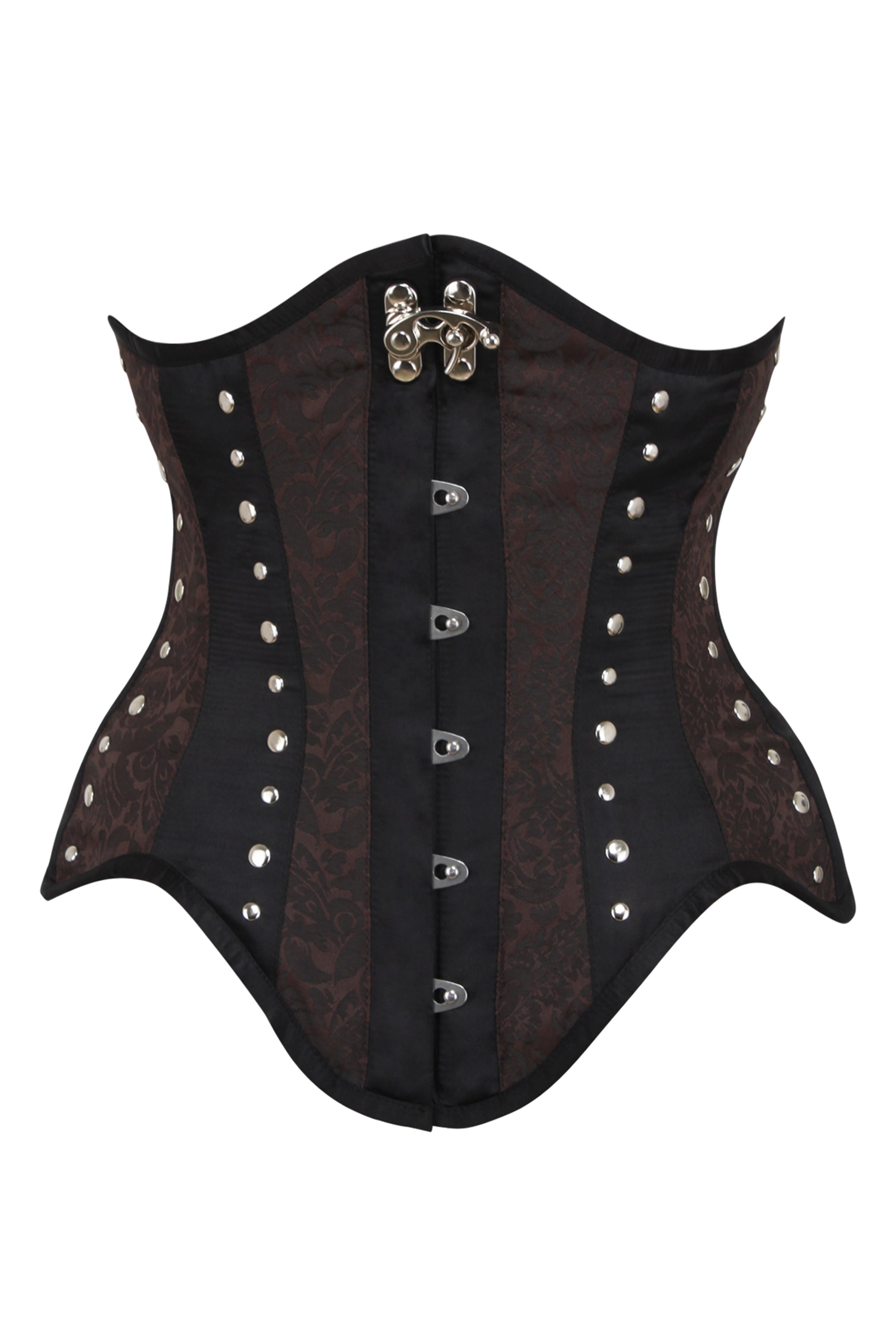 STEEL BONED Soft hook Black Satin cupped corset size 20