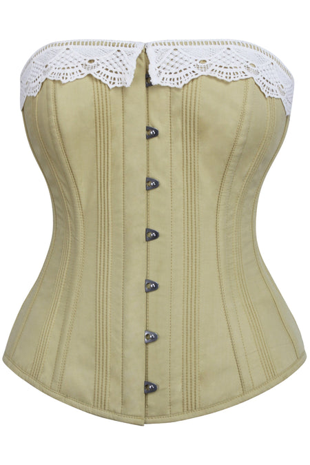 Satin overbust corset with tight lacing and busk – corsetpv