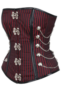 Red and Black Striped Steampunk Overbust with Swing Hooks and Chains