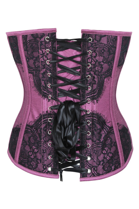 Pink Waist Taming Overbust with Black Lace (UK)