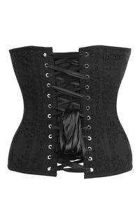 Corset Story SC-004 Dahlia Black Broderie Anglaise Cotton Overbust Corset with Zip Front