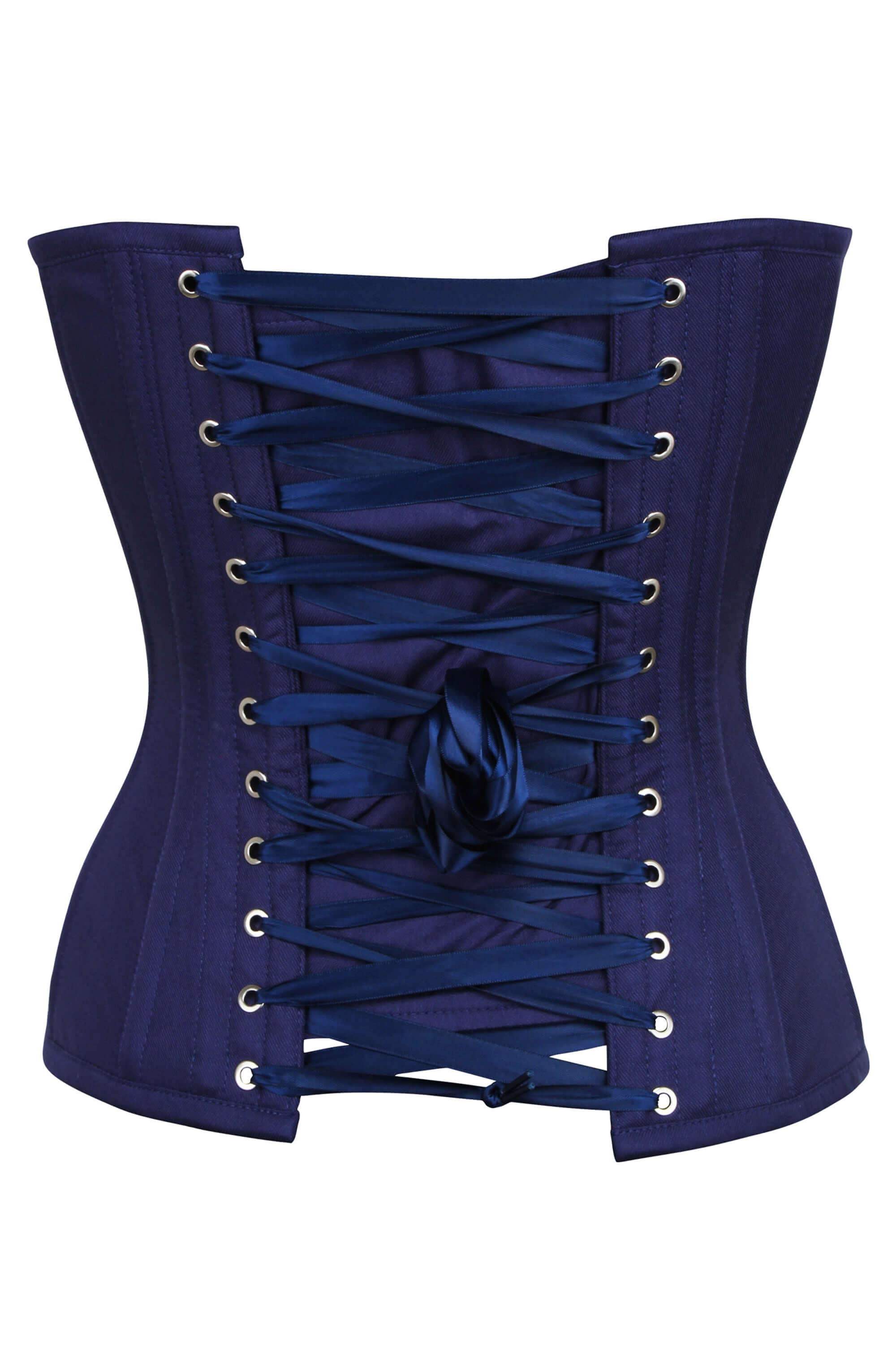 Dahlia Summer Navy Viscose Overbust Corset With Zip Front