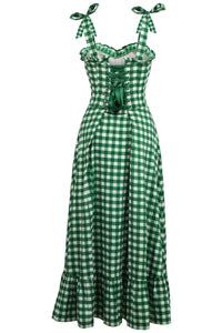Corset Story SC-065 Camelia Gingham Green Cotton Corset Maxi Dress