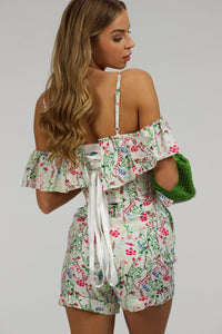Corset Story SC-067 Ivy Meadow Viscose Corset Playsuit With Off The Shoulder Sleeves