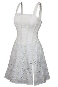 Veronica White Broderie Anglaise Cotton Corset Dress with Straps (UK)