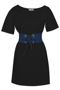 Violet Blue Chambray Corset Style Belt