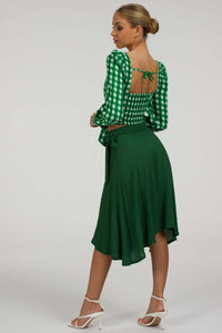 Corset Story SC-093 Agapanthus Heritage Green Rayon Asymmetric Wrap Skirt