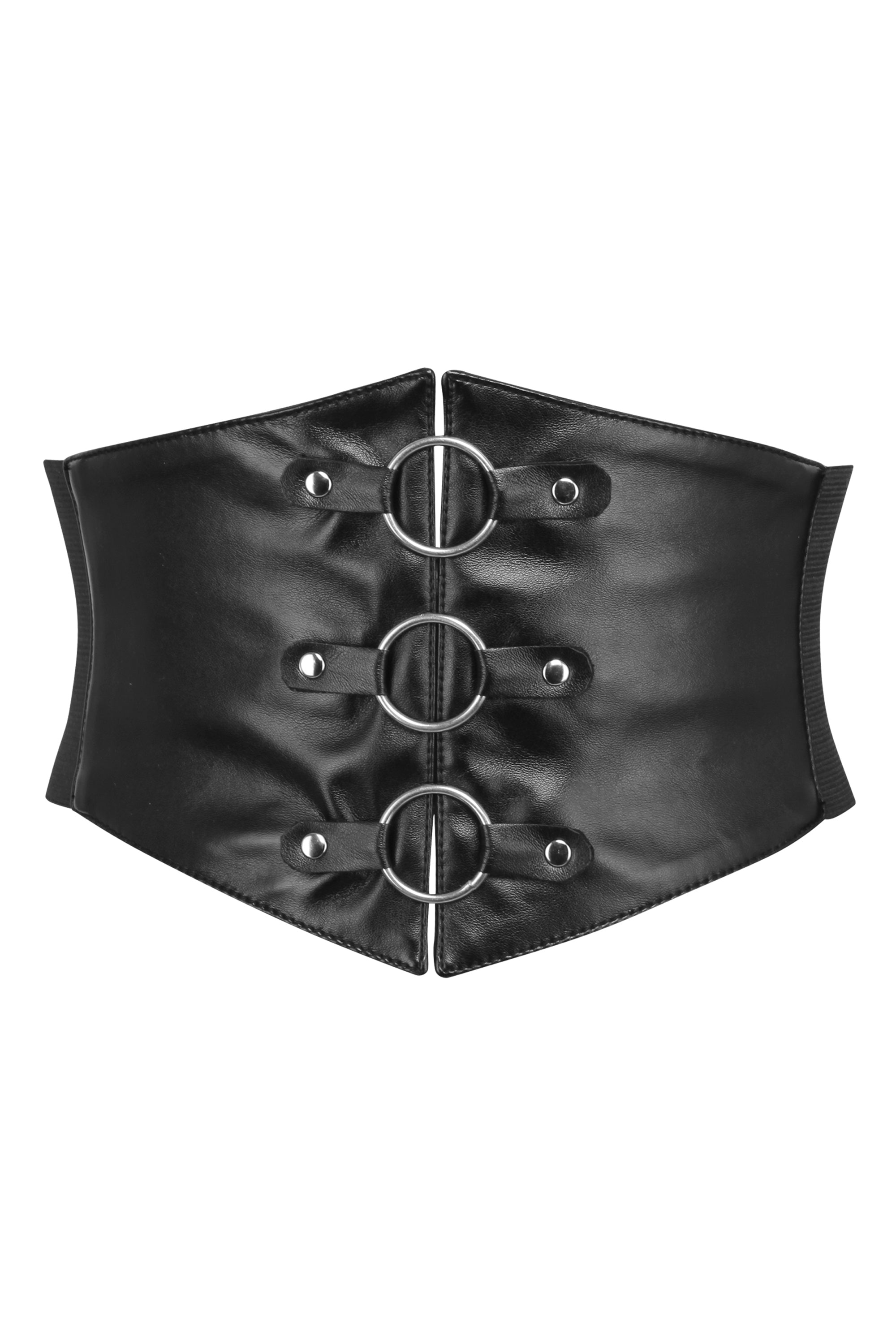 Dark Side Faux Leather Corset Strap Detail Mini Dress In Black