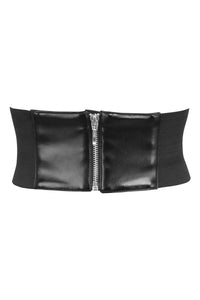 Gothic Black Faux Leather Corset Inspired Belt (UK)