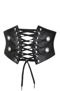 Black Satin Front Tie Corset Inspired Belt (UK)