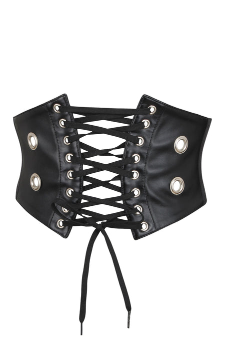 Black Satin Front Tie Corset Inspired Belt (UK)
