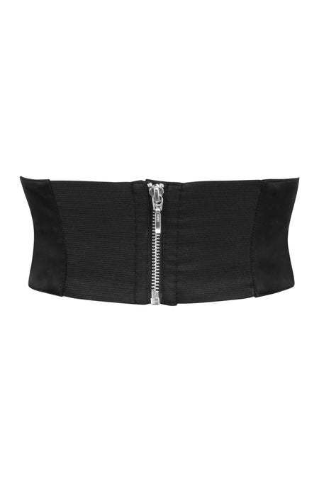 Black Satin Front Tie Corset Inspired Belt (UK)