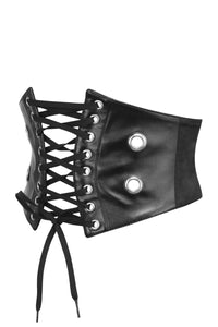 Black Satin Front Tie Corset Inspired Belt (UK)