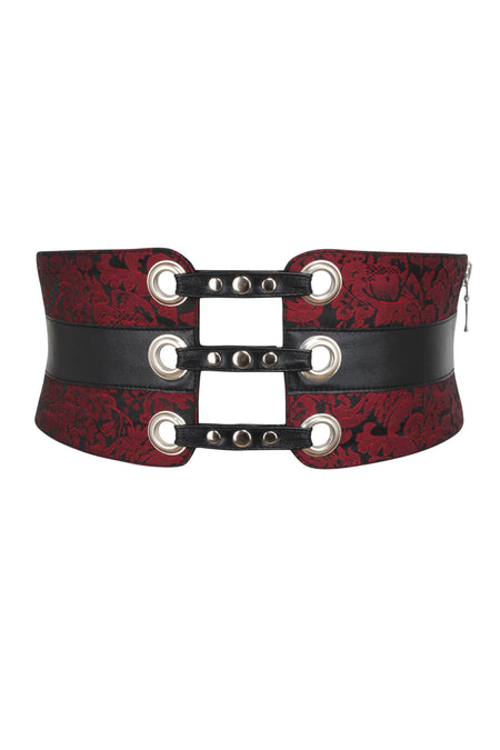 Maroon Brocade Corset Inspired Belt (UK)