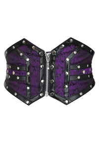 Purple Studded Brocade & PVC Corset Inspired Belt (UK)