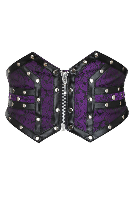 Purple Studded Brocade & PVC Corset Inspired Belt (UK)