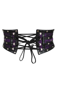 Purple Studded Brocade & PVC Corset Inspired Belt (UK)