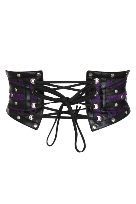 Purple Studded Brocade & PVC Corset Inspired Belt (UK)