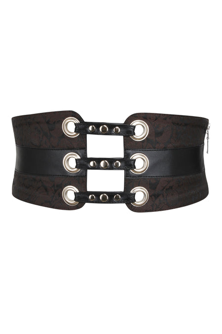 Brown Brocade Steampunk & PVC Corset Belt (UK)
