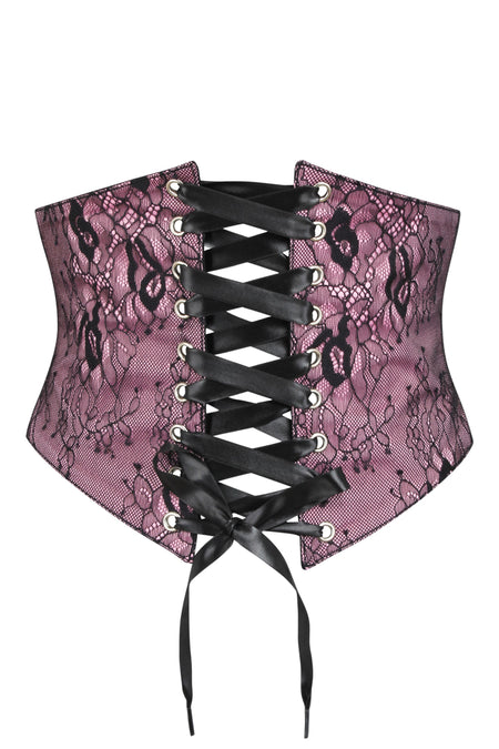 Pink & Black Lace Overlay Corset Belt (UK)