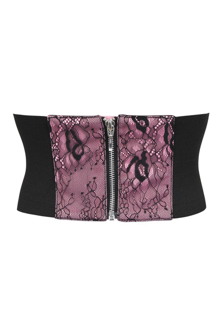 Pink & Black Lace Overlay Corset Belt (UK)