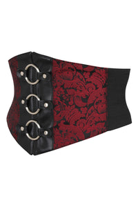 Red Brocade & PVC Corset Inspired Belt with Zip (UK)