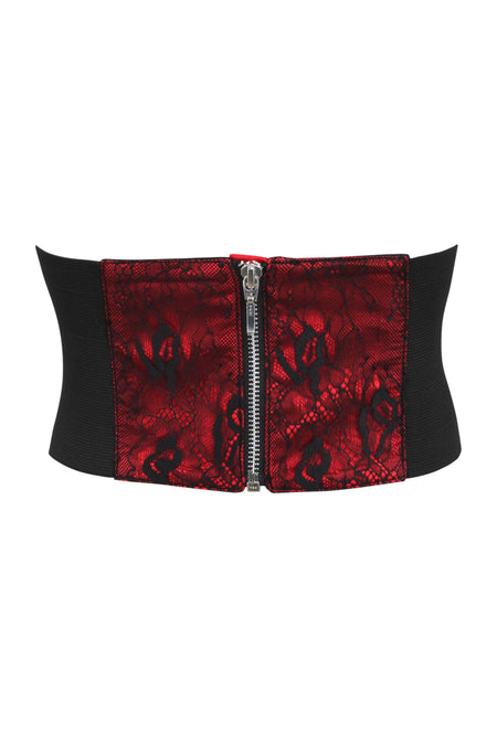 Red Lace Overlay Corset Inspired Belt (UK)