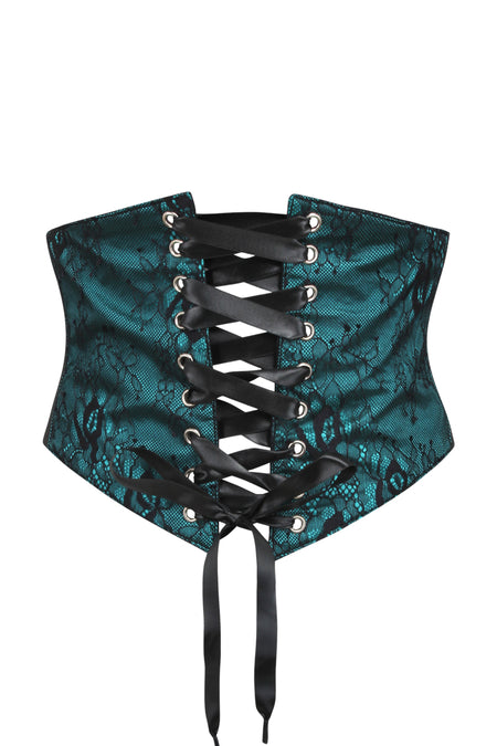 Turquoise Satin & Lace Overlay Corset Inspired Belt (UK)