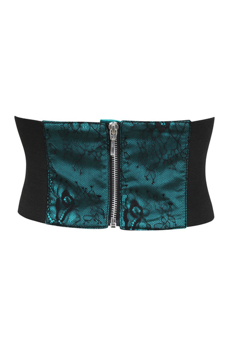 Turquoise Satin & Lace Overlay Corset Inspired Belt (UK)