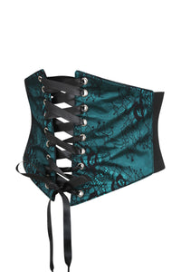Turquoise Satin & Lace Overlay Corset Inspired Belt (UK)