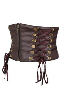 Brown PVC Steampunk Corset Inspired Belt (UK)
