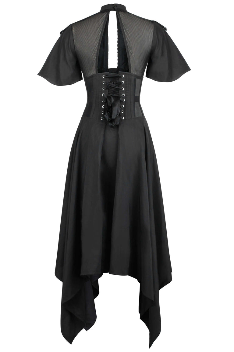 Black Corseted Dress with Lace Detail