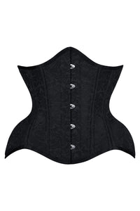 Black Damask Underbust Corset with Hourglass Silhouette