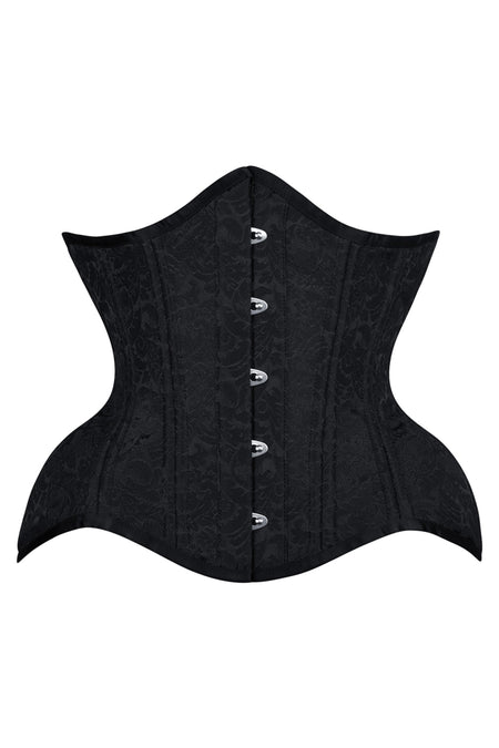 Black Damask Underbust Corset with Hourglass Silhouette