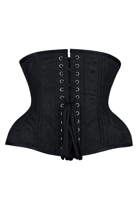 Black Damask Underbust Corset with Hourglass Silhouette