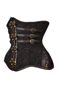 Dark Brown Steampunk Waist Cincher with Buckles & Swing Clasps