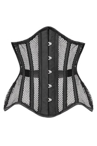 Black Mesh Underbust Corset with Steel Boning